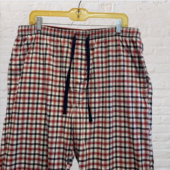 HANES -- PJ/Lounge Pants, Large Man, Red/Navy Plaid, Drawstring Waist, Pockets - Picture 2 of 8